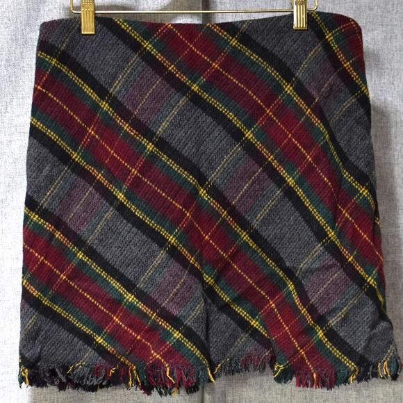 Sanctuary Plaid Fringe Hem Wool Blend Mini Skirt – Size Large - Picture 1 of 4